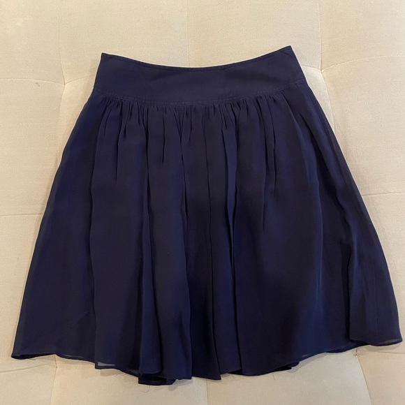 odille sz0 navy blue Silk Chiffon  mini skirt - Picture 7 of 7